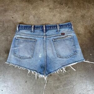Rustler blue denim shorts with frayed hem Size 33